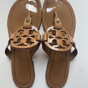 Tory Burch Miller Sandal in Patent Tan, size 7.5